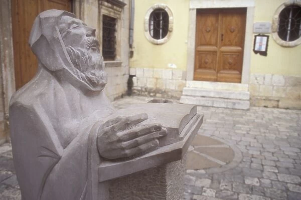 Sculpture outside the Benedictine Monastery. Hvar Town. Hvar Island. Croatia