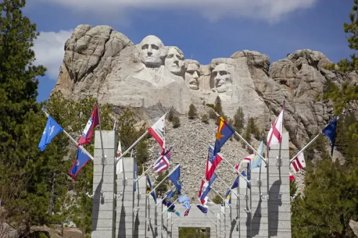 Framed Print : SD, Mount Rushmore National Memorial, (Gutzon Borglum sculptor), Avenue of Flags