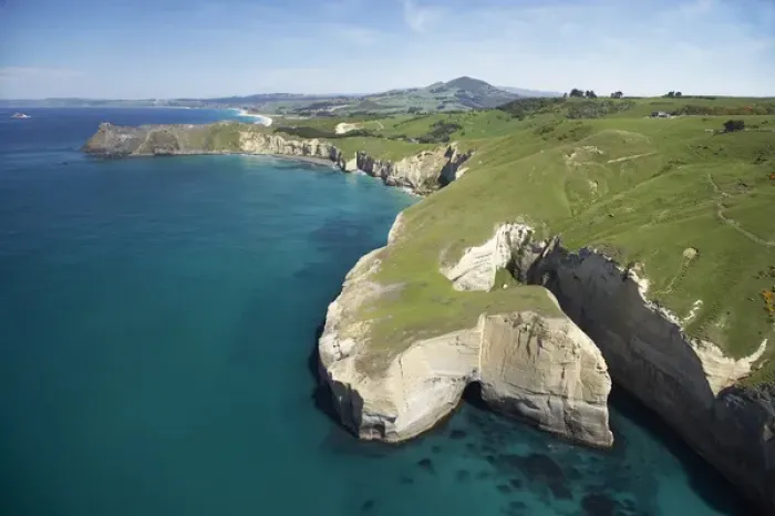 Framed Print : Sea Cliffs near Blackhead, Dunedin, South Island, New Zealand - aerial