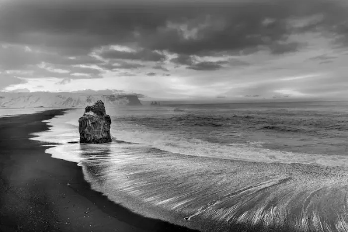 Framed Print : Sea Stack and black sand beach near Vik, Iceland Framed Print : Sea Stack and black sand beach near Vik, Iceland