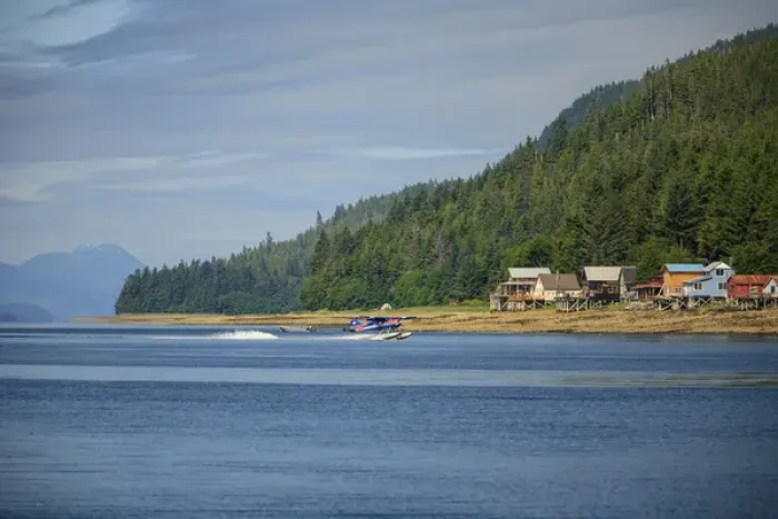 Framed Print : Seaplane landing, Scenic views near town of Tenakee Springs, Tenakee Inles, Inside Passage, S Framed Print : Seaplane landing, Scenic views near town of Tenakee Springs, Tenakee Inles, Inside Passage, S
