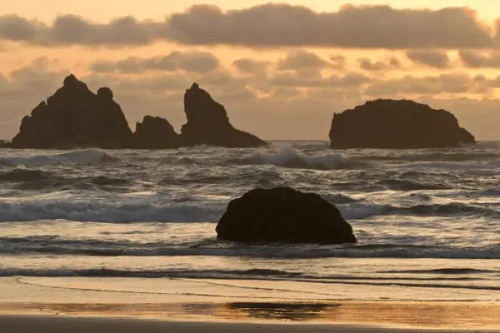 Framed Print : Seastacks on the beach at Bandon, Oregon Framed Print : Seastacks on the beach at Bandon, Oregon