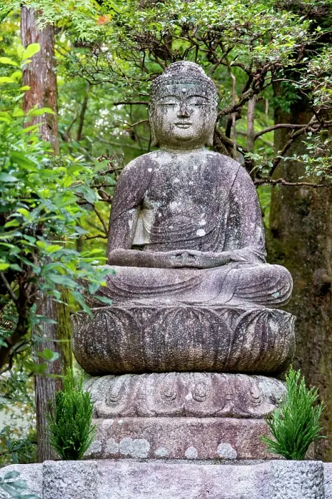 Framed Print : Seated stone Buddha on the grounds of Ryoanji Temple, Kyoto, Japan Framed Print : Seated stone Buddha on the grounds of Ryoanji Temple, Kyoto, Japan