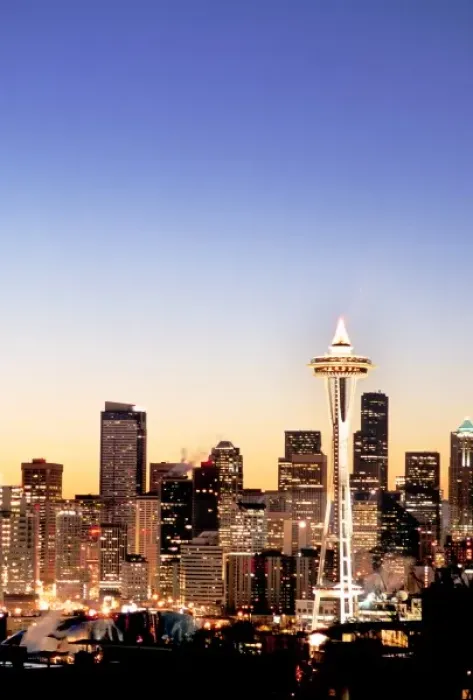 Framed Print : Seattle skyline at Christmas