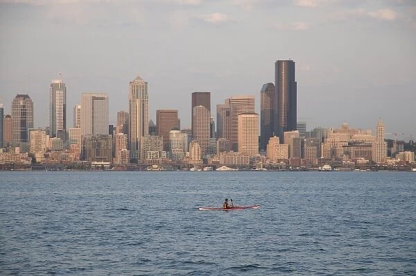 Seattle skyline and waterfront viewed from West Seattle across Elliott Bay