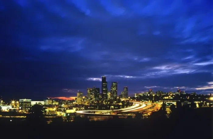Framed Print : Seattle Washington skyline at night Framed Print : Seattle Washington skyline at night