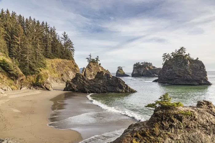 Framed Print : Secret Beach, Oregon, USA. Sea stacks at Secret Beach