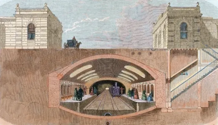 Framed Print : Section of a London Underground station. England