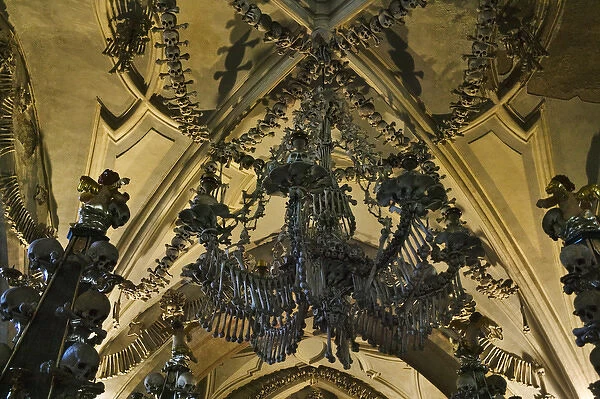 Sedlec Ossuary, a church decorated with the bones of 40, 000 people, victims of the