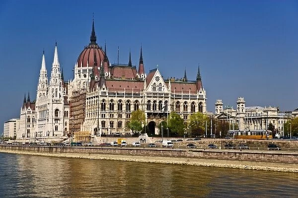 Seeing the sites of Budapest Hungary from the Danube River as the ship departs Budapest