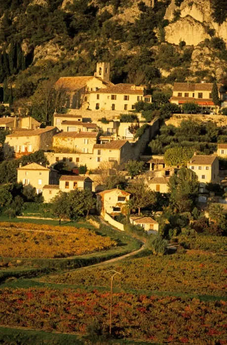 Framed Print : Seguret, Vaulcuse, Provence, France, vineyards in autumn Framed Print : Seguret, Vaulcuse, Provence, France, vineyards in autumn