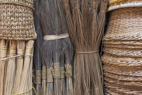 Selling brooms and baskets in Bhaktapur Durbar Square, UNESCO World Heritage site