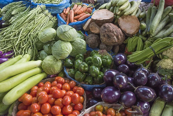 Selling vegetable at the market, Kathmandu, Nepal