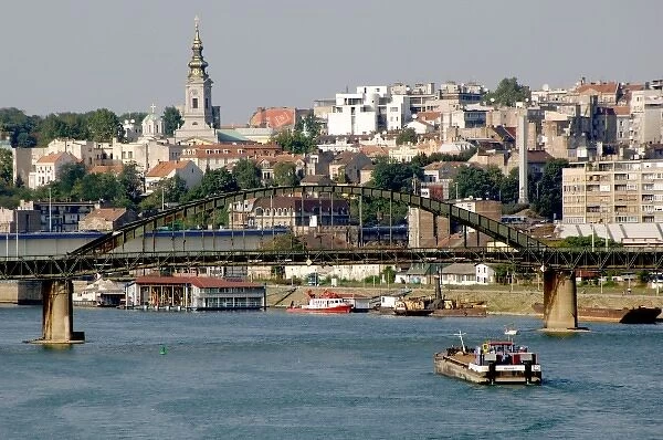 Serbia, Belgrade. Town and Sava River