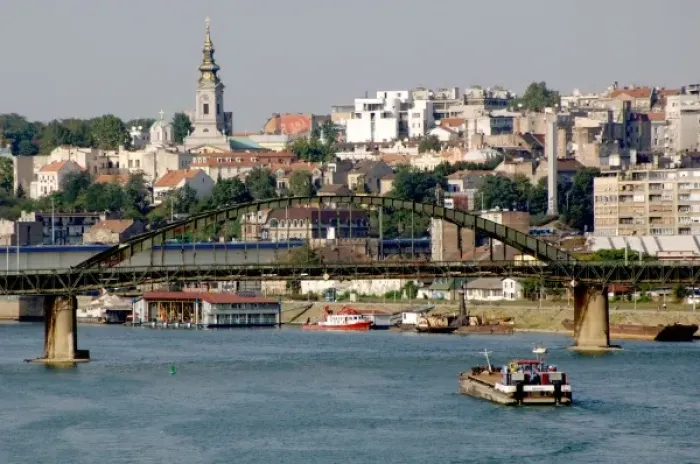 Framed Print : Serbia, Belgrade. Town and Sava River