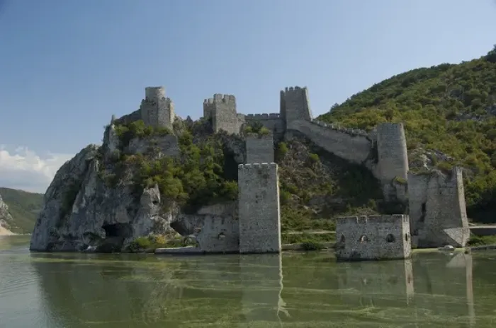 Framed Print : Serbia, Danube River between Smederevo & Iron Gate. Ruins of Golubac Castle, c. 14th Framed Print : Serbia, Danube River between Smederevo & Iron Gate. Ruins of Golubac Castle, c. 14th