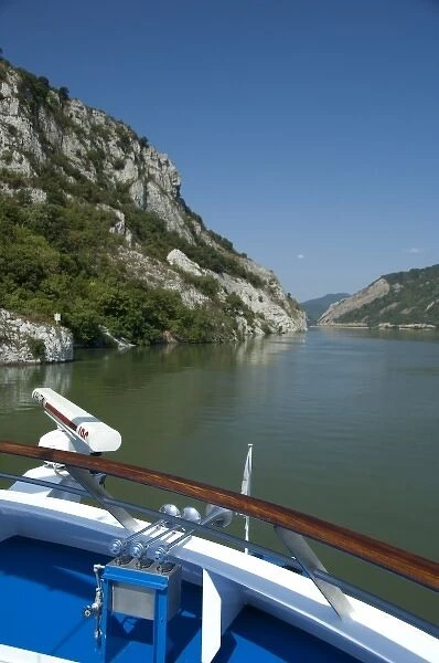 Serbia  /  Romaina. Area around Veliko Gradis. View of the Danube River at one of its narrowist points