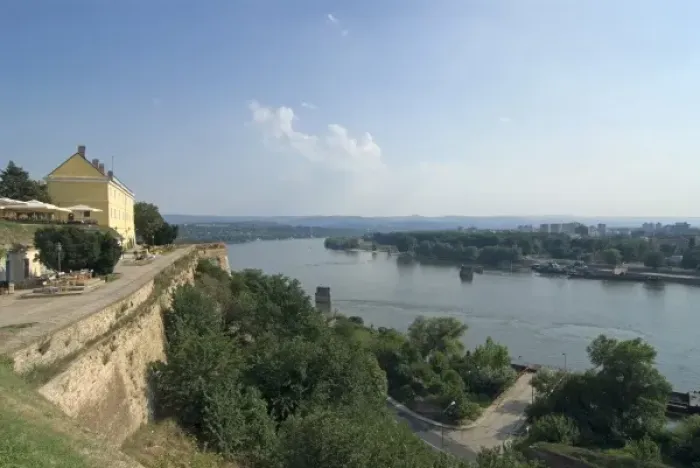 Framed Print : Serbia, Voivodina, Novi Sad, Petrovaradin fortress and Danube