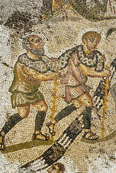 The servants, Mosaic, New House Of Hunt, Bulla Regia Archaeological Site, Tunisia