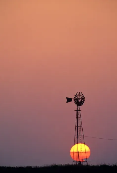Framed Print : Setting Sun Windmill near Del Rio Texas