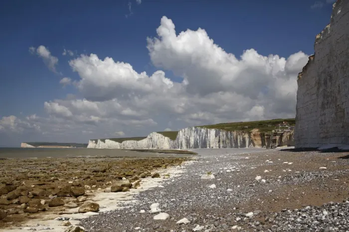 Framed Print : Seven Sisters Chalk Cliffs, Birling Gap, East Sussex, England, United Kingdom
