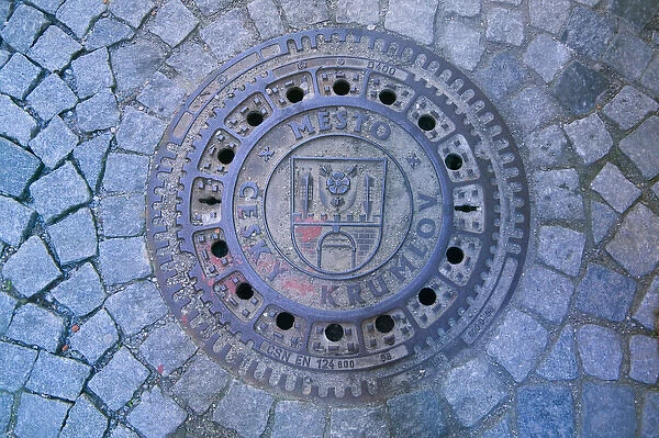 Sewer cover decorated, Cesky Krumlov, Czech Republic