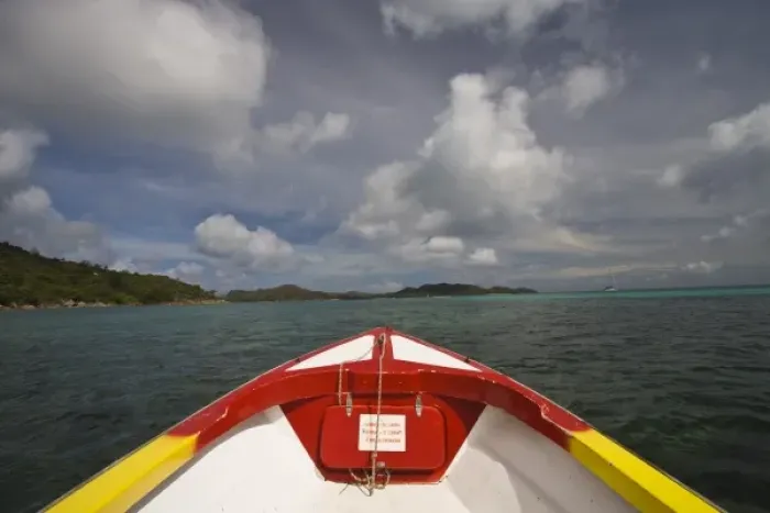 Framed Print : Seychelles, Curieuse Island, view from water taxi to Curieuse Island Framed Print : Seychelles, Curieuse Island, view from water taxi to Curieuse Island