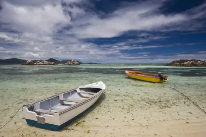 Framed Print : Seychelles, La Digue Island, La Passe, La Passe waterfront Framed Print : Seychelles, La Digue Island, La Passe, La Passe waterfront