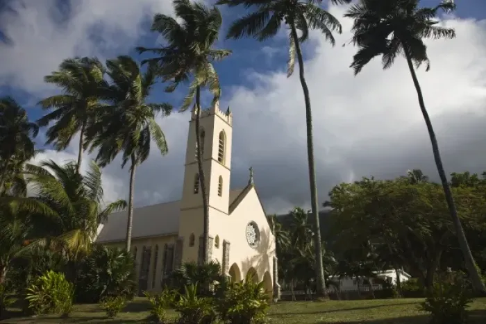 Framed Print : Seychelles, Mahe Island, Bel Ombre, town church