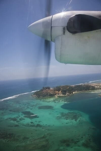 Seychelles, Mahe Island, view from propeller driven airliner