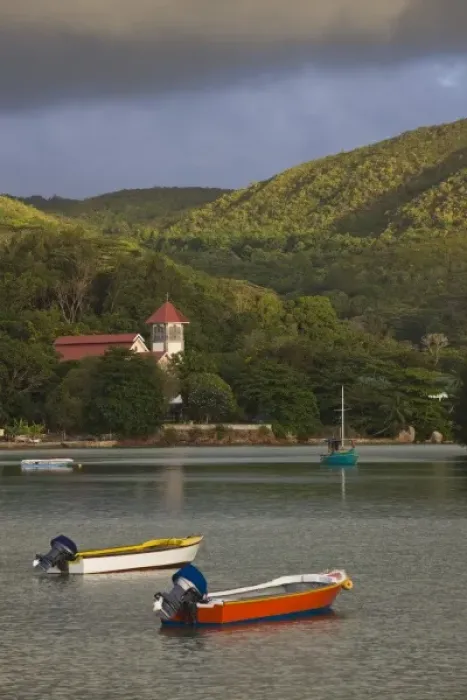 Framed Print : Seychelles, Praslin Island, Baie Ste-Anne, village church Framed Print : Seychelles, Praslin Island, Baie Ste-Anne, village church
