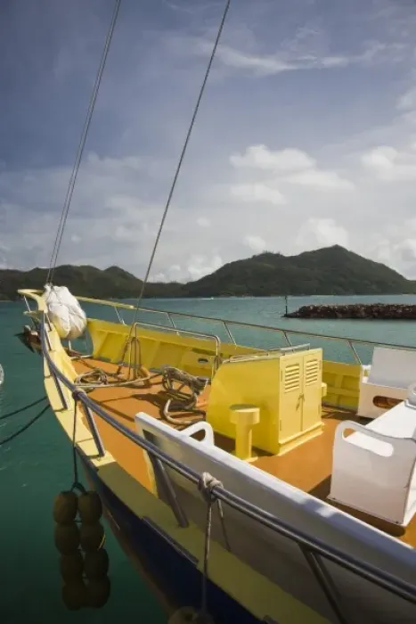 Framed Print : Seychelles, Praslin Island, Baie Ste-Anne, Windjammer Ferry to La Digue Island Framed Print : Seychelles, Praslin Island, Baie Ste-Anne, Windjammer Ferry to La Digue Island