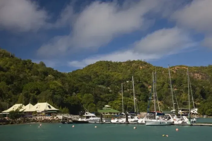 Framed Print : Seychelles, Praslin Island, Baie Ste-Anne, yacht harbor Framed Print : Seychelles, Praslin Island, Baie Ste-Anne, yacht harbor