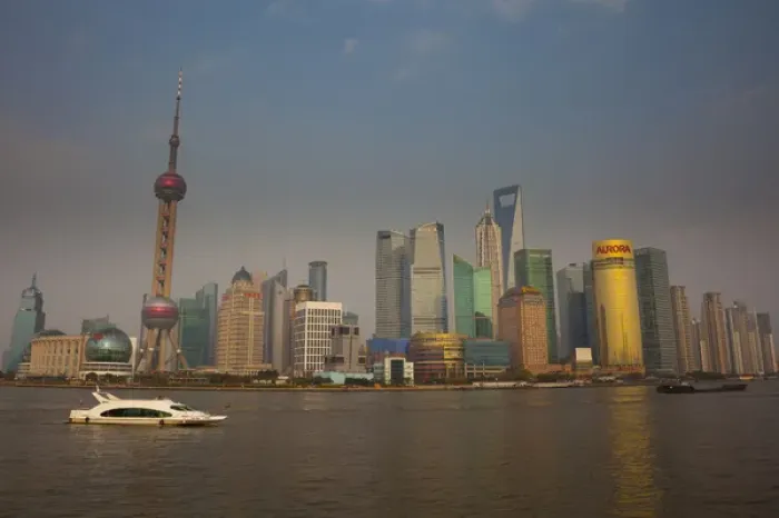 Framed Print : The Shanghai Pudong New Area skyline, including the Oriental Pearl Tower, the Shanghai