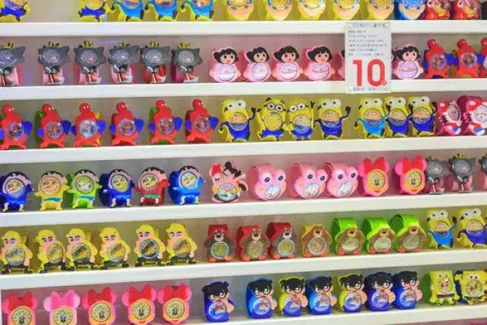 Framed Print : shelves of children toys, shops around Nine Pedestrian Street, Guangzhou, China