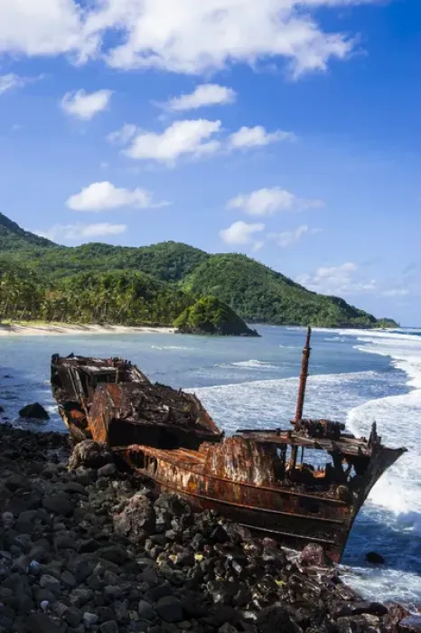 Framed Print : Shipwreck on the east coast of Tutuila island, American Samoa, South Pacific Framed Print : Shipwreck on the east coast of Tutuila island, American Samoa, South Pacific