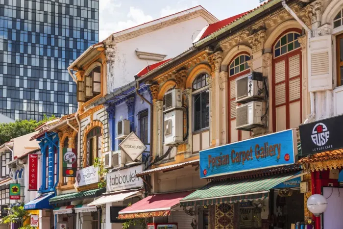 Framed Print : Shops on Arab Street in the Malay Heritage District, Singapore Framed Print : Shops on Arab Street in the Malay Heritage District, Singapore