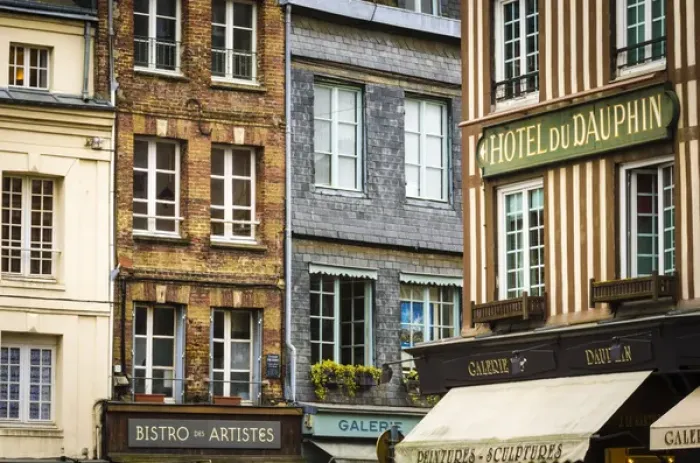 Framed Print : Shops and galleries, Honfleur, Normandy, France