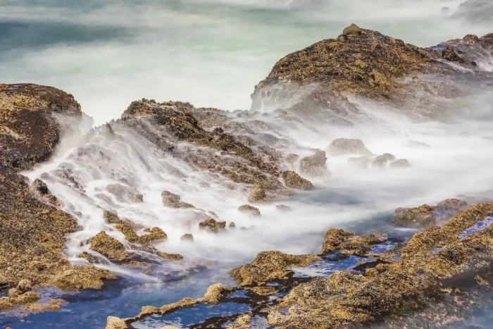 Framed Print : Shore Acres State Park, Oregon, USA. Blur of waves flowing over rocks Framed Print : Shore Acres State Park, Oregon, USA. Blur of waves flowing over rocks