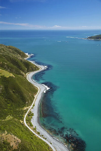 Shoreline near Eastbourne, and entrance to Wellington Harbour, Wellington, North Island