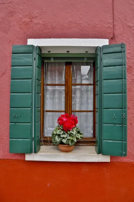 Framed Print : Shuttered windows Burano, Italy Framed Print : Shuttered windows Burano, Italy