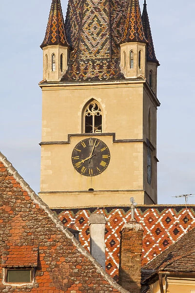 Sibiu, Hermannstadt in Transylvania, Protestant Church of the German saxon minority, steeple