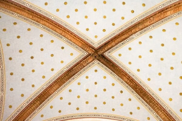 Sienna, Tuscany, Italy - Low angle view of ceiling detail in the shape of an x