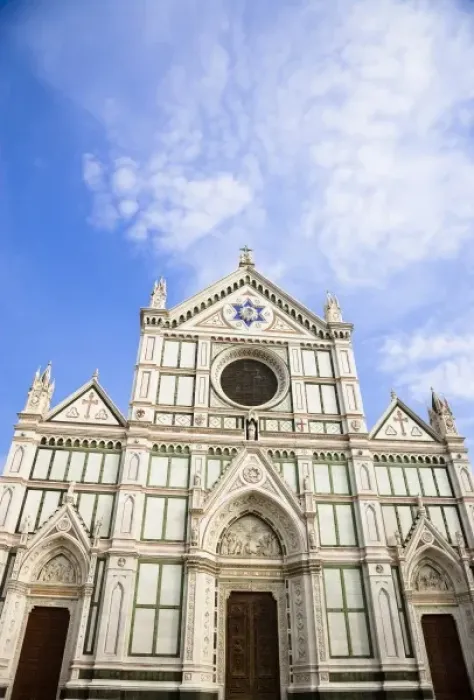 Framed Print : Sienna, Tuscany, Italy - Low angle view of the exterior of an old world cathedral