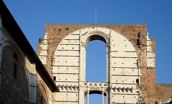 Sienna, Tuscany, Italy - Low angle view of the ruins of an ancient church