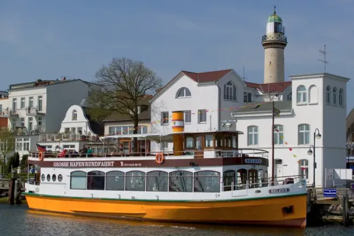 Framed Print : sightseeing boat, warnemunde