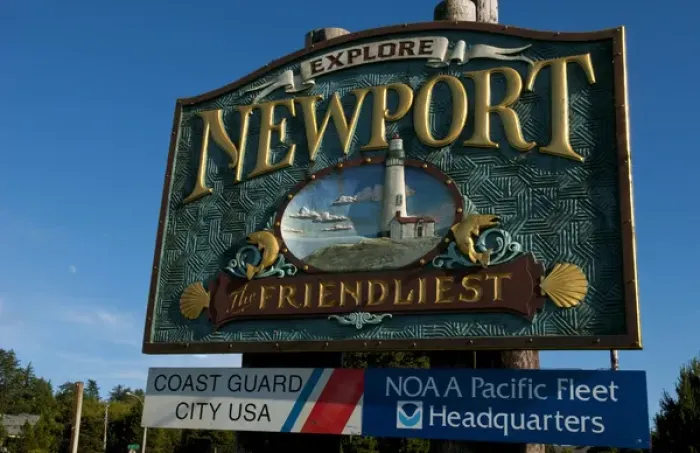 Framed Print : Sign welcome to Newport Oregon on Oregon Coast a sriendly place Framed Print : Sign welcome to Newport Oregon on Oregon Coast a sriendly place