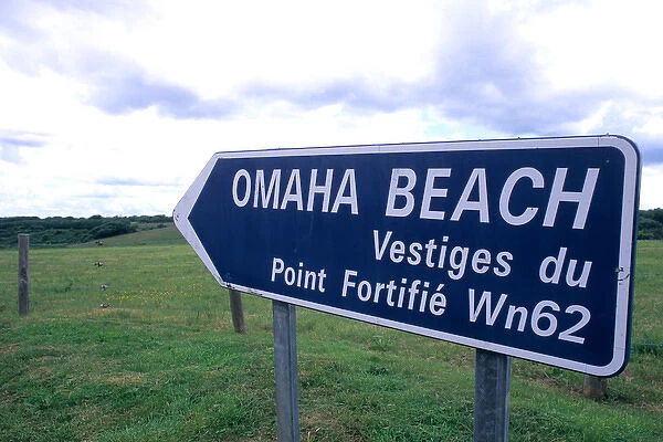 signage and sign near Omaha Beach in Normandy France