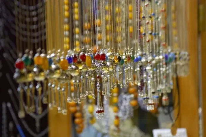 Framed Print : Silver pendants in the Grand Bazaar, Istanbul, Turkey