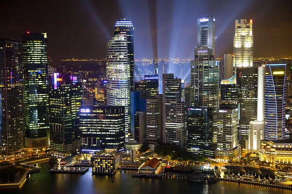Singapore. Downtown overview at night. Credit as: Jim Zuckerman  /  Jaynes Gallery  /  DanitaDelimont